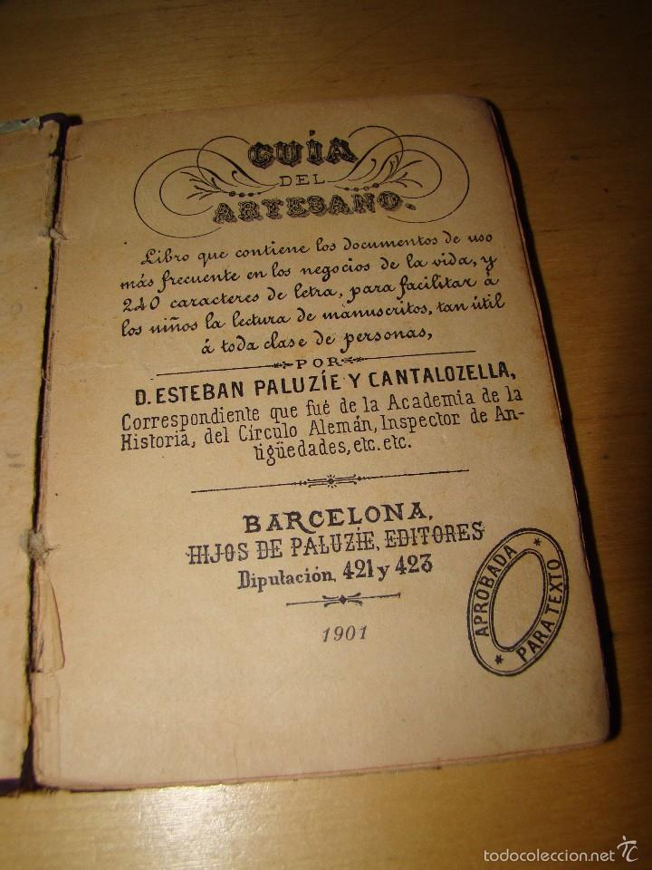 Libros antiguos: GU&Iacute;A DEL ARTESANO - E. PALUZ&Iacute;E - 1.901 - Foto 3