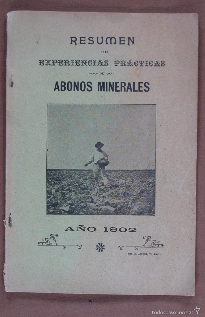 Livres anciens: Resumen de experiencias pr&aacute;cticas de abonos minerales. A&ntilde;o 1902