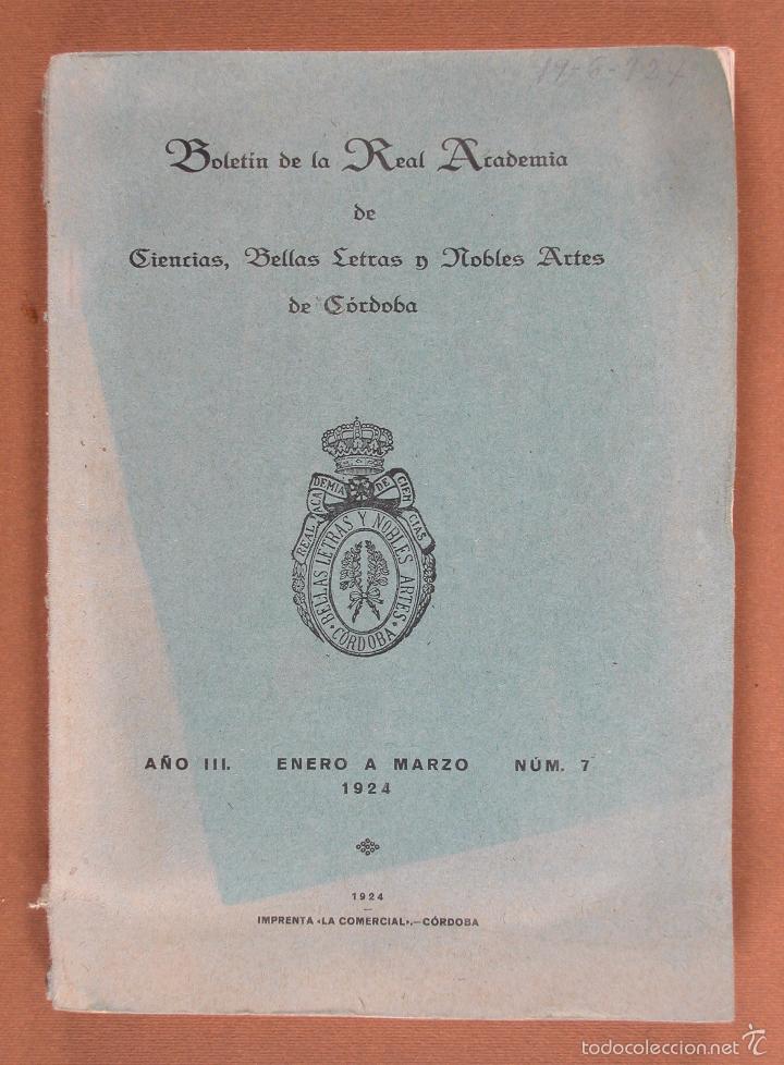 Old books: Boletin de la Real Academia de Ciencias, Bellas Artes y Nobles Artes de Cordoba. N&ordm; 7