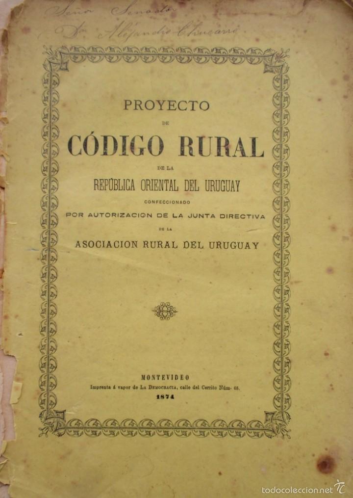 Old books: 1er Codigo Rural De la Republica Oriental del Uruguay Original A&ntilde;o 1874 Estancias