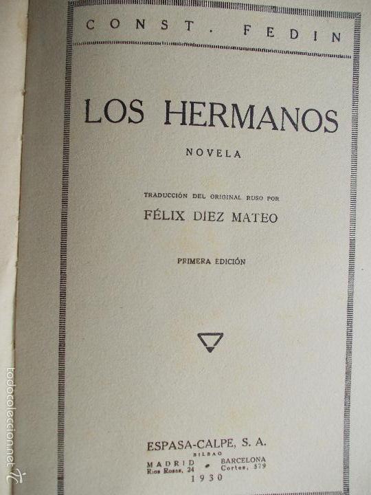 Libros antiguos: Novela Los Hermanos 1.930 - Foto 2