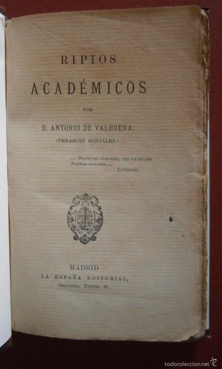 Libros antiguos: Ripios acad&eacute;micos. Antonio de Valbuena - Foto 1