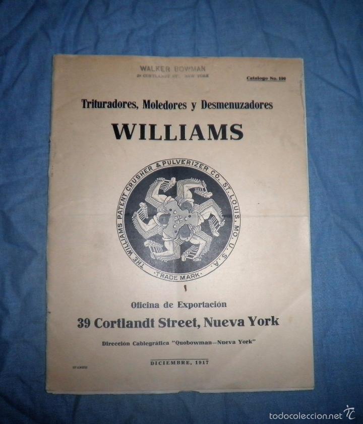 Livres anciens: ANTIGUO CATALOGO TRITURADORES WILLIAMS - A&Ntilde;O 1917 - GRABADOS.