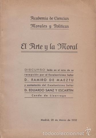 Libros antiguos: MAEZTU, RAMIRO DE: EL ARTE Y LA MORAL. 1932 - Foto 1