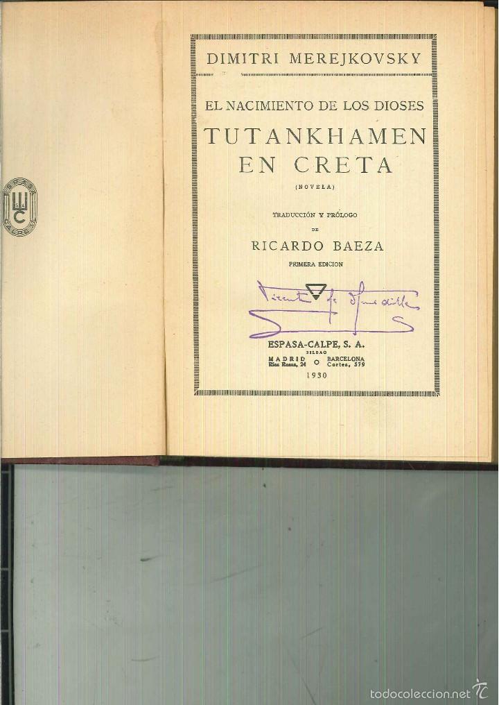 Libros antiguos: EL NACIMIENTO DE LOS DIOSES TUTANKHAMEN EN CRETA. Dimitri Merejkovsky - Foto 1