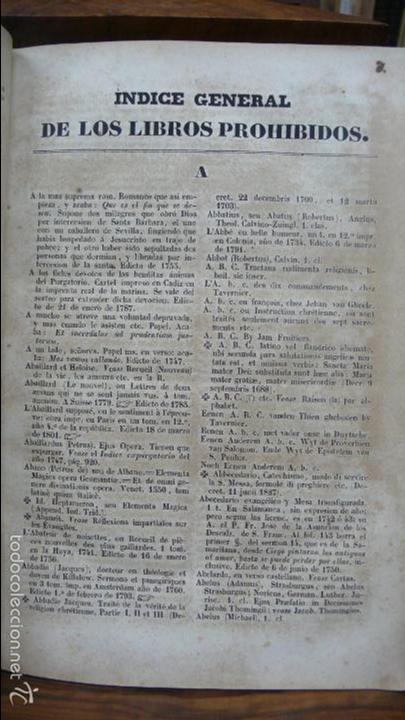 Libros antiguos: INDICE GENERAL DE LOS LIBROS PROHIBIDOS.. 1844. - Foto 4