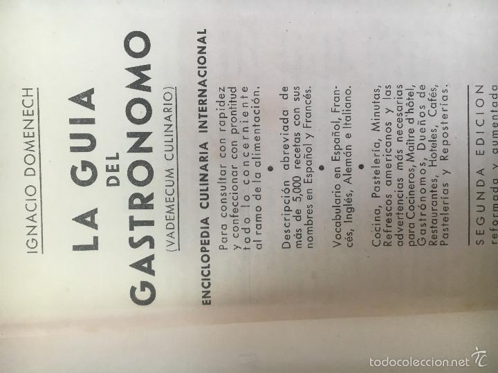 Libros antiguos: GUIA DEL GASTRONOMO - Foto 2