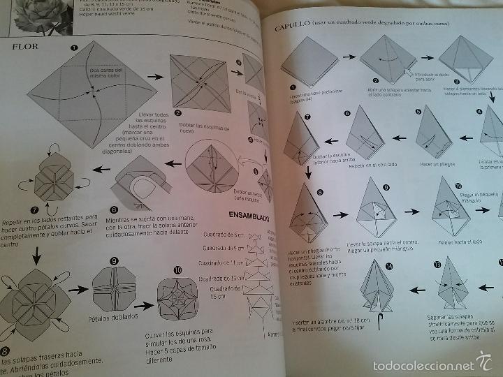 Libros antiguos: libro flores de papiroflexia - Foto 2