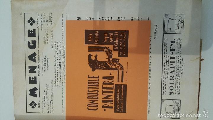 Libros antiguos: MENAGE 1935 (LIBRO COCINA) - Foto 2