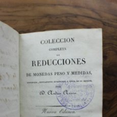 Libros antiguos: REDUCCIONES DE MONEDAS PESO Y MEDIDAS. ANDRÉS ARNUS