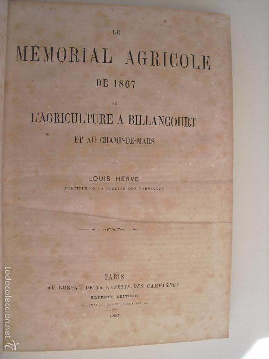 Antiquarische B&uuml;cher: Le memorial agricole de 1867 ou L'agriculture a Billancourt et au Champ-de-mars. L. Herve.