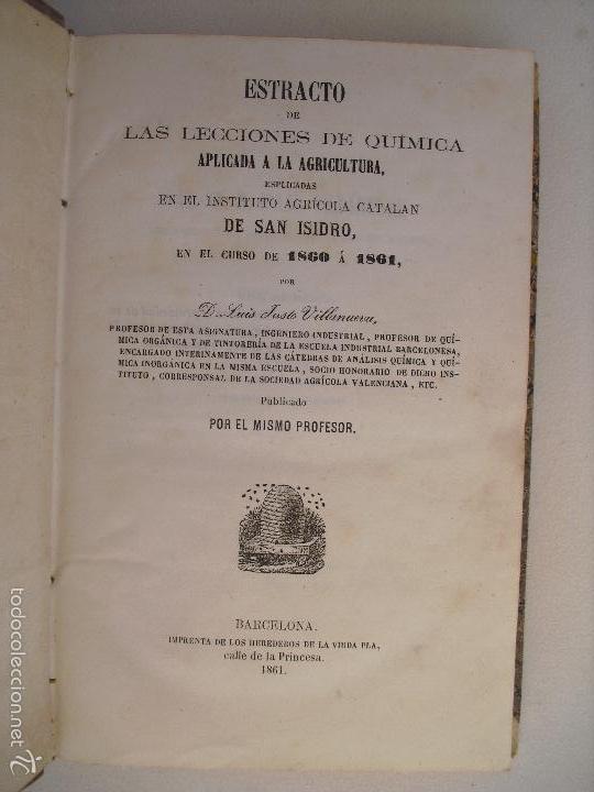 Antiquarische B&uuml;cher: Estracto de las lecciones de quimica aplicada a la agricultura. Luis Justo Villanueva.