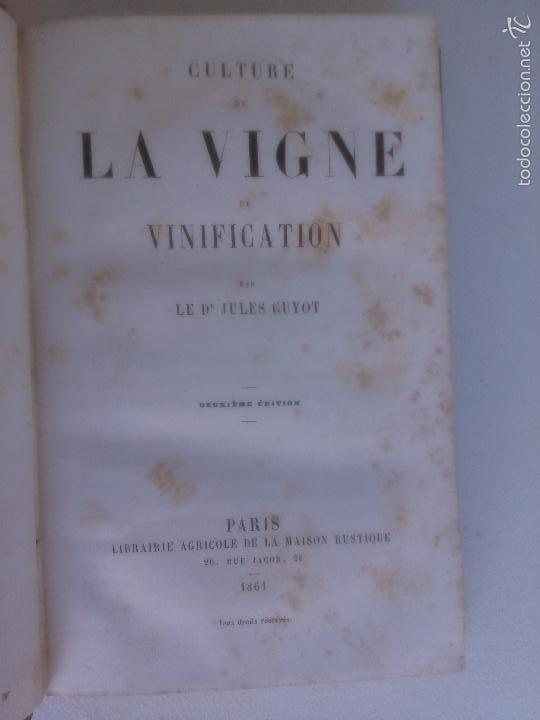 Libros antiguos: Culture de la vigne et vinification. Jules Guyot. - Foto 1