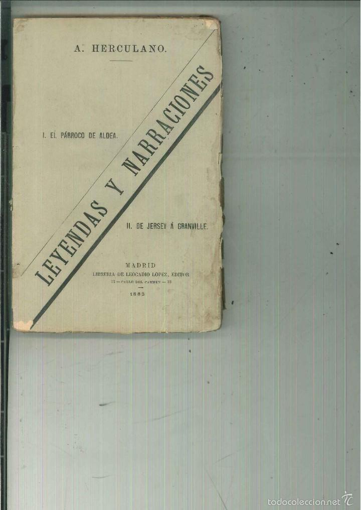 Libros antiguos: LEYENDAS Y NARRACIONES. A. Herculano - Foto 1
