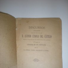 Libri antichi: DISCURSOS PRONUNCIADOS POR D. ANTONIO CÁNOVAS DEL CASTILLO