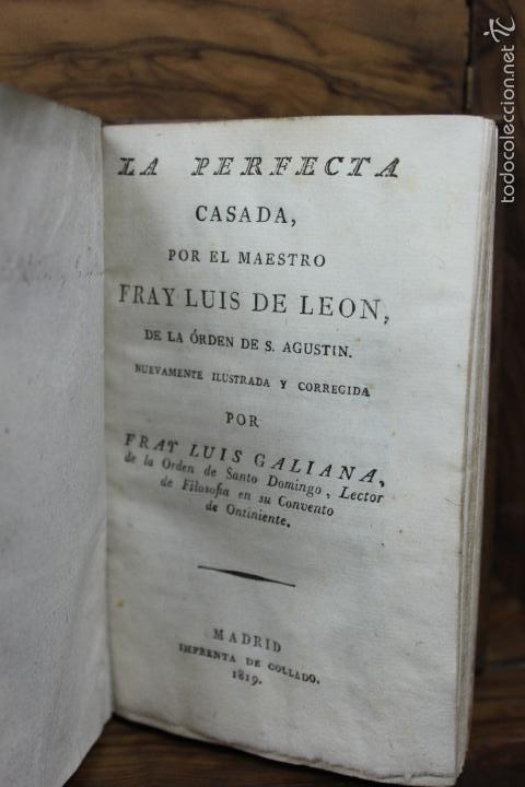 Libros antiguos: LE&Oacute;N, Fray Luis de. LA PERFECTA CASADA.1819. - Foto 1