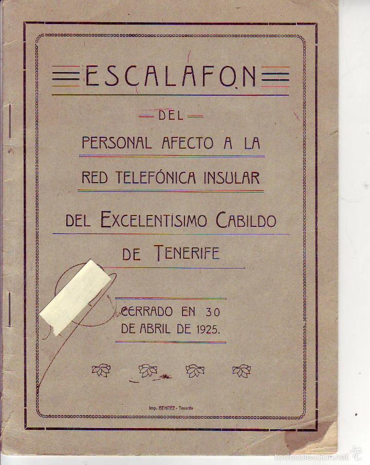Libros antiguos: cabildo de tenerife - escalafon del personal-1925 - Foto 1