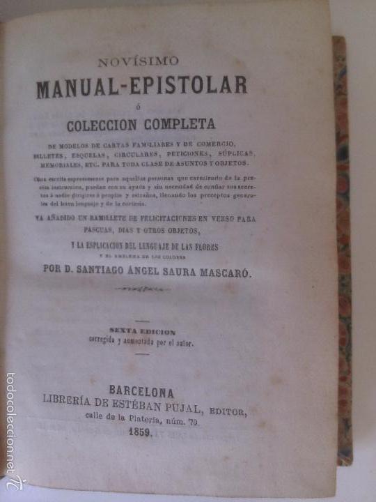 Livres anciens: Novisimo Manual - Epistolar. Santiago Angel Saura Mascaro