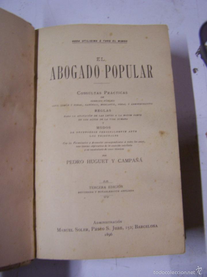 Libros antiguos: El abogado popular, 1896 - Foto 2