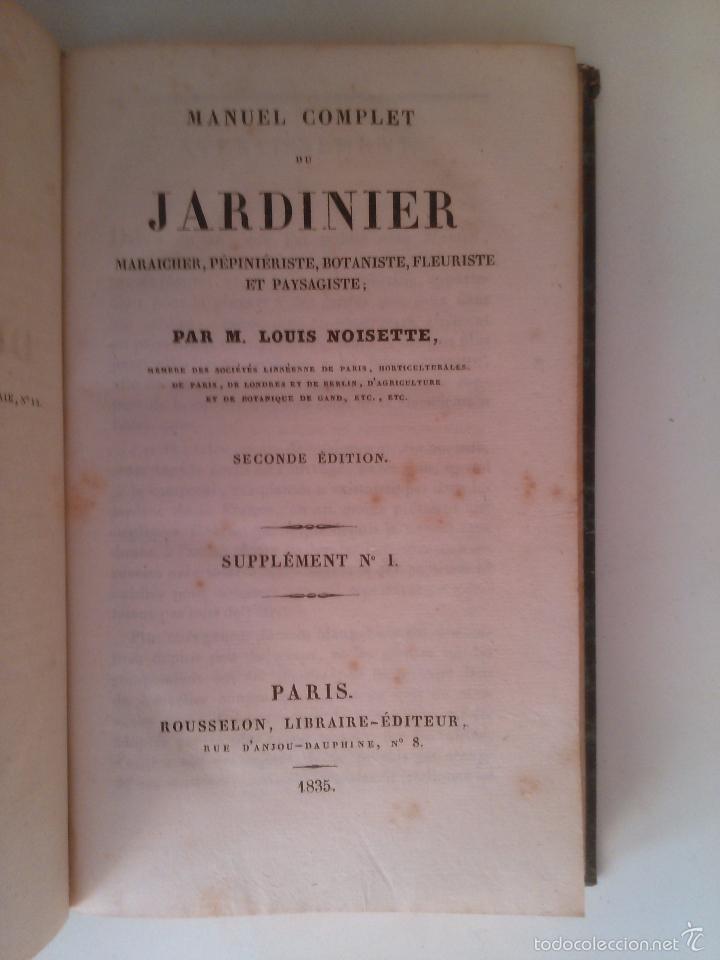 Libros antiguos: Manuel complet du jardinier. M. Louis Noisette - Foto 1