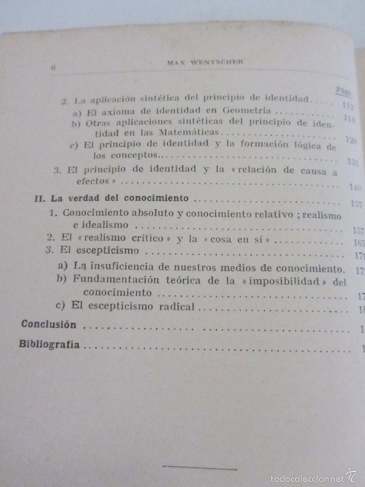 Libros antiguos: MAX WENTSCHER : TEOR&Iacute;A DEL CONOCIMIENTO (LABOR, 1927) - Foto 4