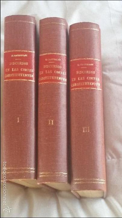 Libros antiguos: Discursos en las Cortes Constituyentes(Castelar, 3 Tomos) - Foto 1