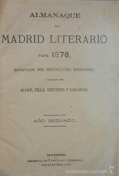 Old books: Almanaque Ilustrado del Madrid Literario para 1878 (fotocopiada)