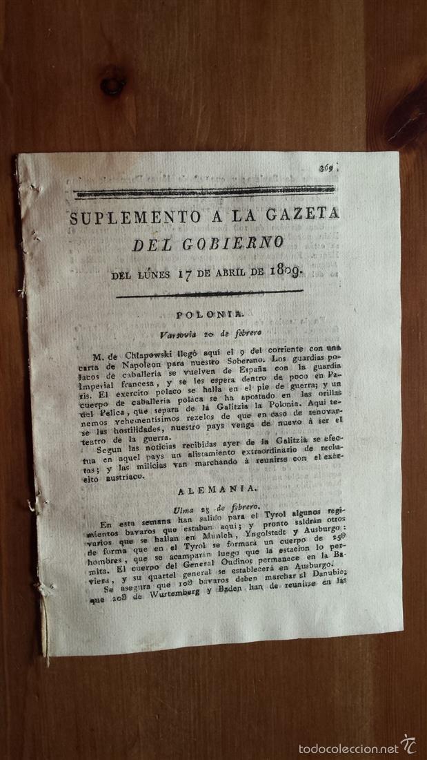 Old books: Suplemento a la Gazeta del Gobierno 17 Abril 1809 Ataque a la Isla de Martinica Mercurio de Barbada