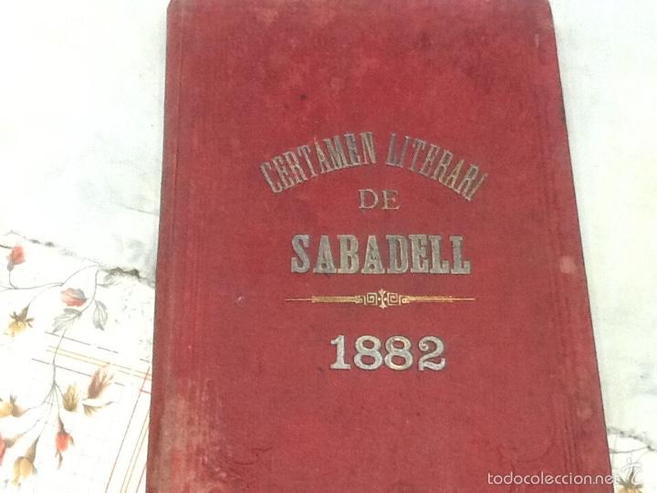Libros antiguos: Certamen literari de Sabadell 1882 - Foto 1