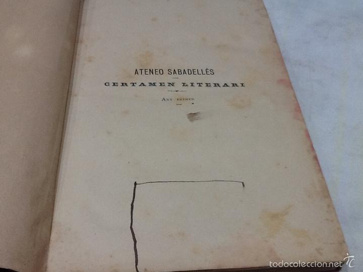Libros antiguos: Certamen literari de Sabadell 1882 - Foto 2