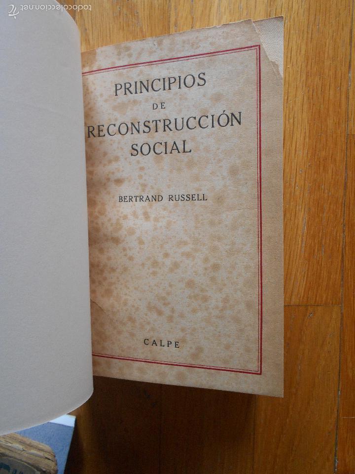 Libros antiguos: PRINCIPIOS DE RECONSTRUCCION SOCIAL, Bertand Russel - Foto 1