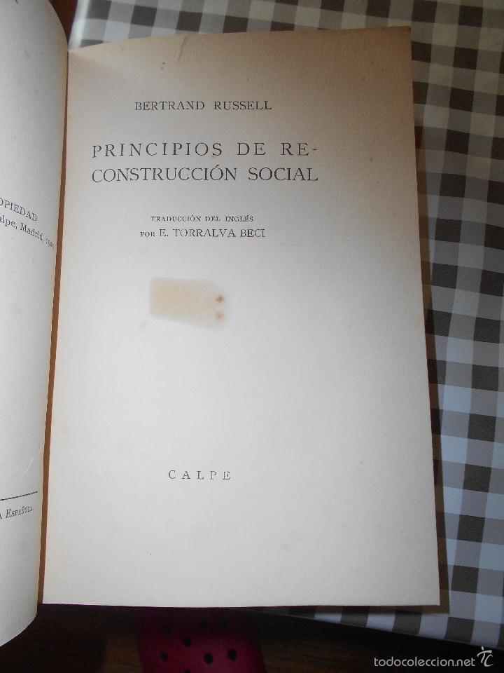Libros antiguos: PRINCIPIOS DE RECONSTRUCCION SOCIAL, Bertand Russel - Foto 2