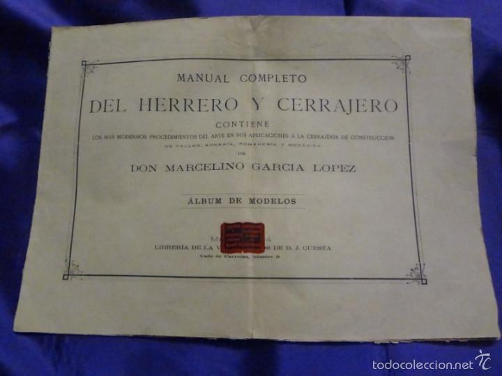 Antiquarische B&uuml;cher: MANUAL COMPLETO DEL HERRERO Y CERRAJERO. ALBUM DE MODELOS.MARCELINO GARCIA LOPEZ.1880