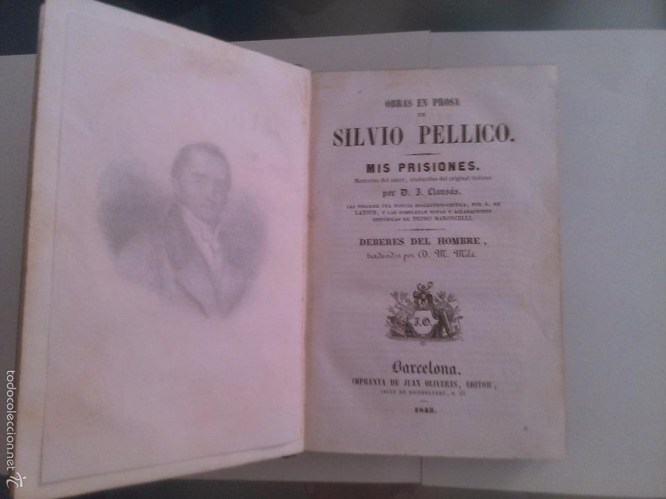 Libros antiguos: Mis Prisiones. Deberes del hombre. Silvio de Pellico. - Foto 2