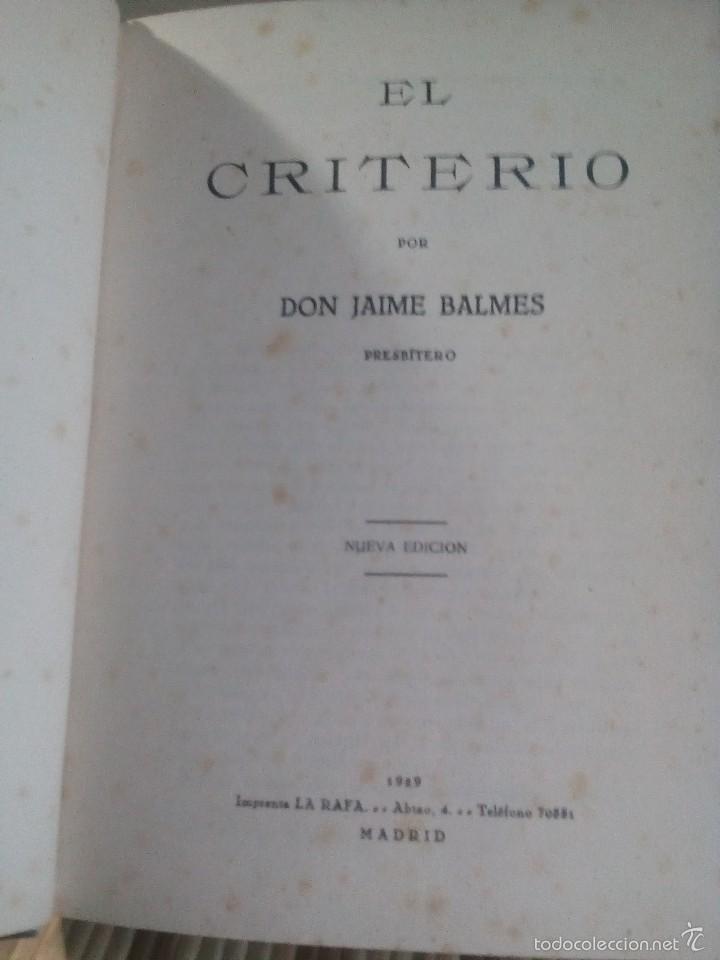 Libros antiguos: El criterio - Jaime Balmes - Edici&oacute;n de 1929 - Foto 3