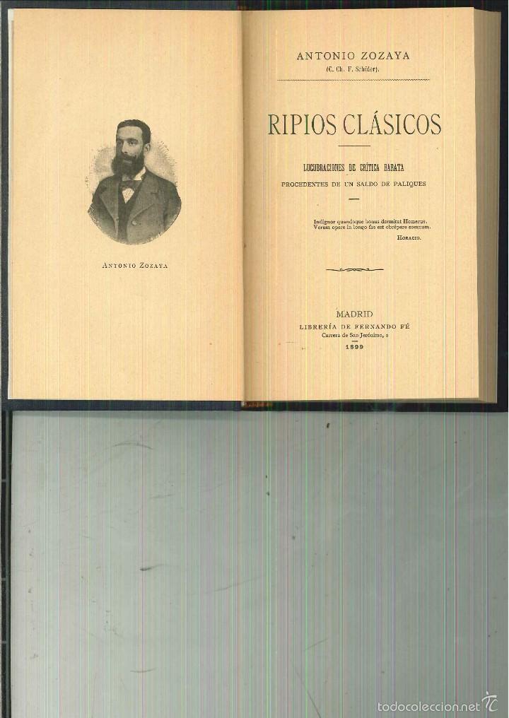 Libros antiguos: RIPIOS CL&Aacute;SICOS. Antonio Zozaya - Foto 1