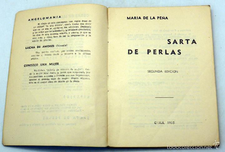 Libros antiguos: Sarta de perlas Mar&iacute;a de la Pe&ntilde;a Progreso Chile 1935 2&ordf; edici&oacute;n - Foto 2