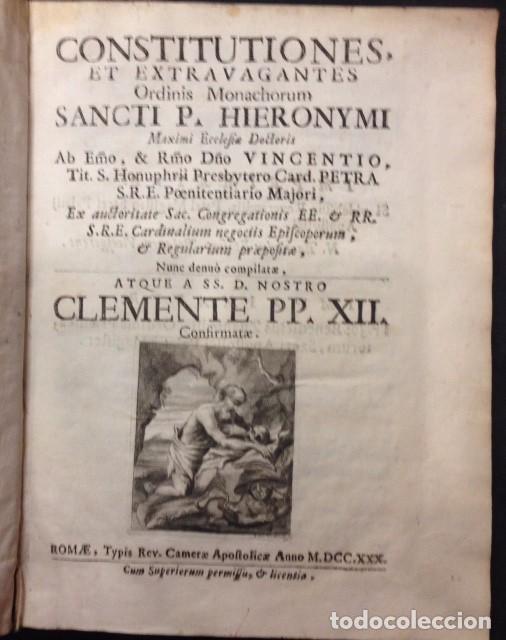 Libros antiguos: CONSTITUTIONES ET EXTRAVAGANTES, P. HIERONYMI MAXIMI ECLESIAE, CLEMENTE PP XII 1730 - Foto 1