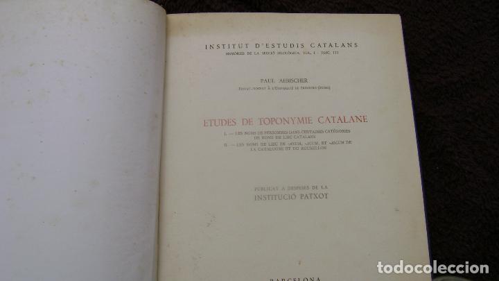 Libros antiguos: TOPONIMIA CATALANA PAUL AEBISCHER - Foto 1