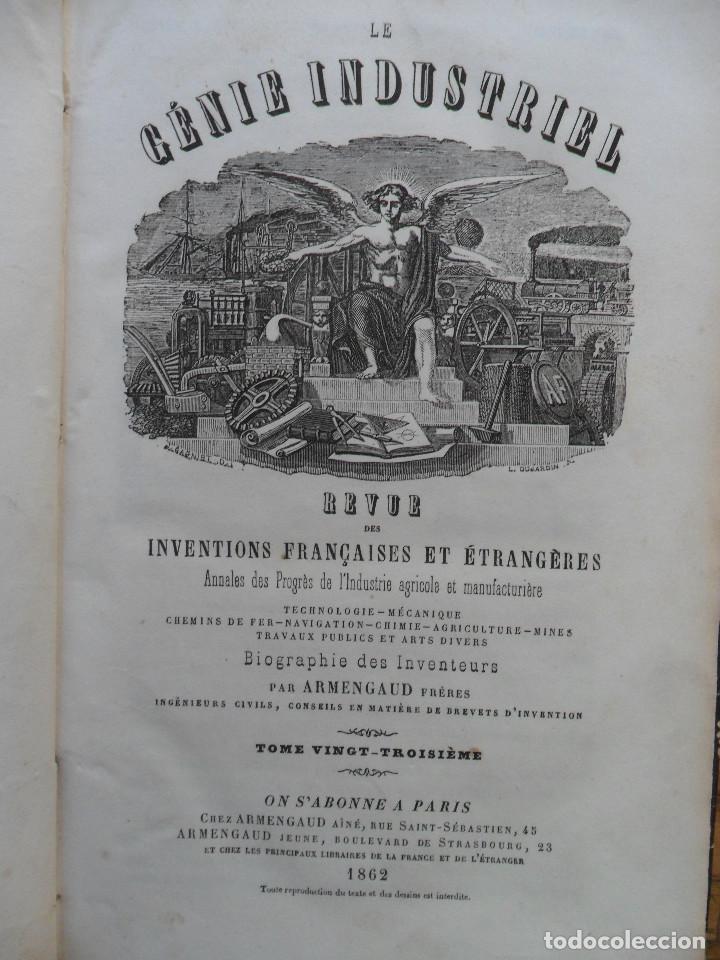 Livres anciens: Le G&egrave;nie Industriel. Tomo 23. Armengoud Fr&egrave;res Paris 1862