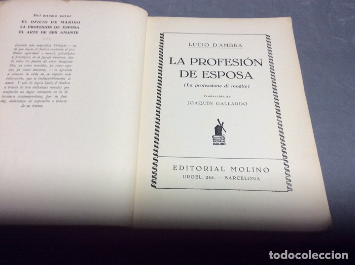 Libros antiguos: LA PROFESI&Oacute;N DE ESPOSA. / LUCIO D&acute;AMBRA, - Foto 2