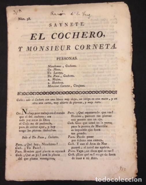 Libros antiguos: SAYNETE, EL COCHERO Y MONSIEUR CORNETA - Foto 1