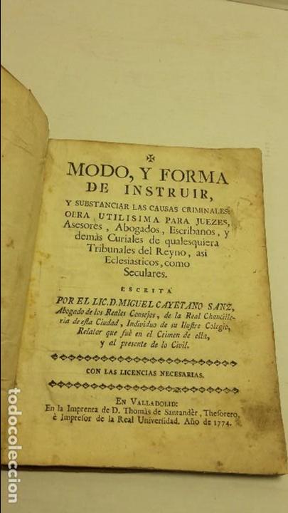 Libros antiguos: Modo y forma de instruir y substanciar las causas criminales. - Foto 1