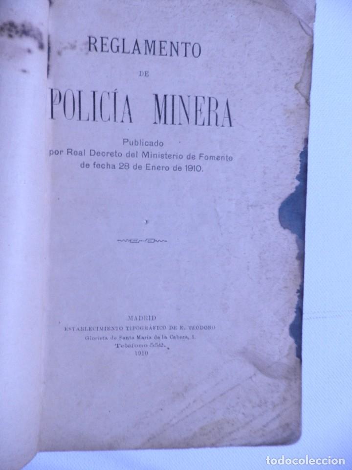 Libros antiguos: REGLAMENTO DE LA POLICIA MINERA.1910 - Foto 1