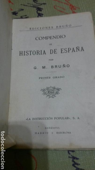 Libros antiguos: Libro Compendio de Historia de Espa&ntilde;a. G. M. Bru&ntilde;o. Sobre 1930 - Foto 2