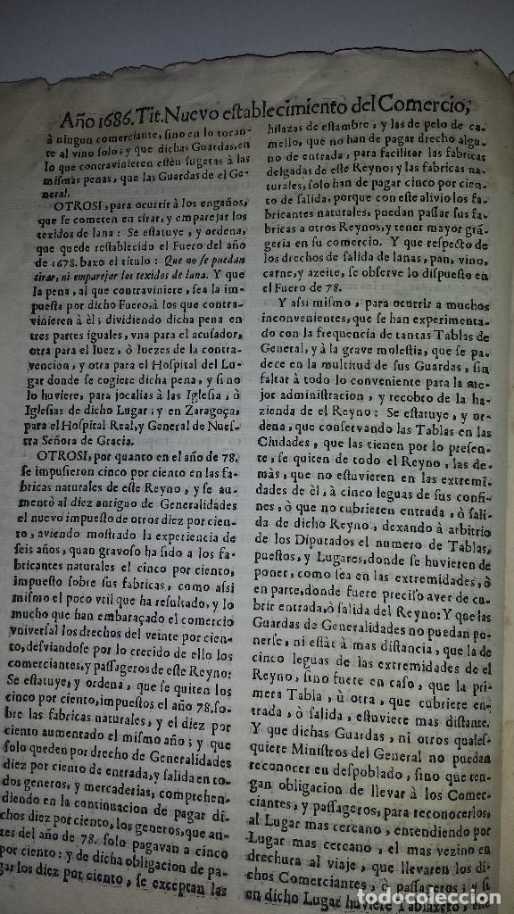 Libros antiguos: FVEROS Y ACTOS DE CORTE DE ARAGON - 1686 - Foto 3