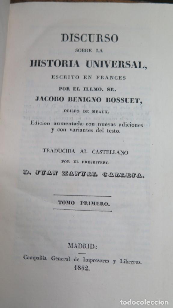 Libros antiguos: 1842.- HISTORIA UNIVERSAL. BOSSUET. 2 TOMOS - Foto 3