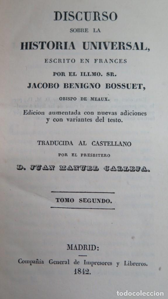 Libros antiguos: 1842.- HISTORIA UNIVERSAL. BOSSUET. 2 TOMOS - Foto 6