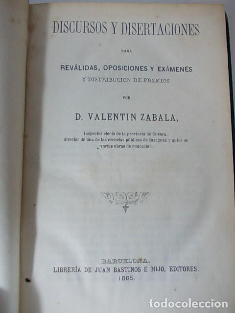 Libros antiguos: ANTIGUOS LIBROS DE 1867 DISCURSOS Y DISERTACIONES - Foto 3