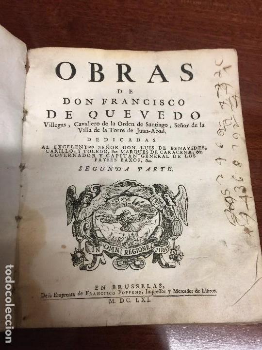 Libros antiguos: LIBRO PERGAMINO QUEVEDO SIGLO XVII - Foto 1